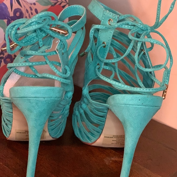 Shoe Dazzle Brand Teal Sandals Size 11 - Picture 3 of 3